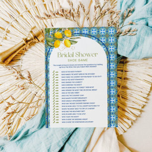 Mediterranean Lemon Bridal Shower Shoe Game Card