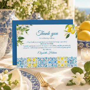 Mediterranean Lemon Bridal Shower Thank You Card