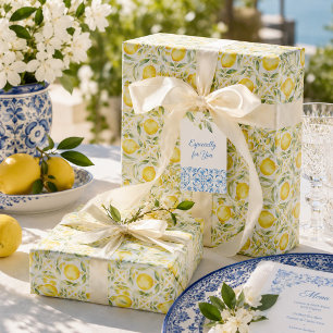 Mediterranean Lemon Bridal Shower Wrapping Paper