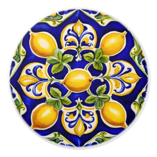 Mediterranean Lemon  Ceramic Tile Knob (Front)