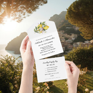 Mediterranean Lemon Citrus Wedding Collection All In One Invitation