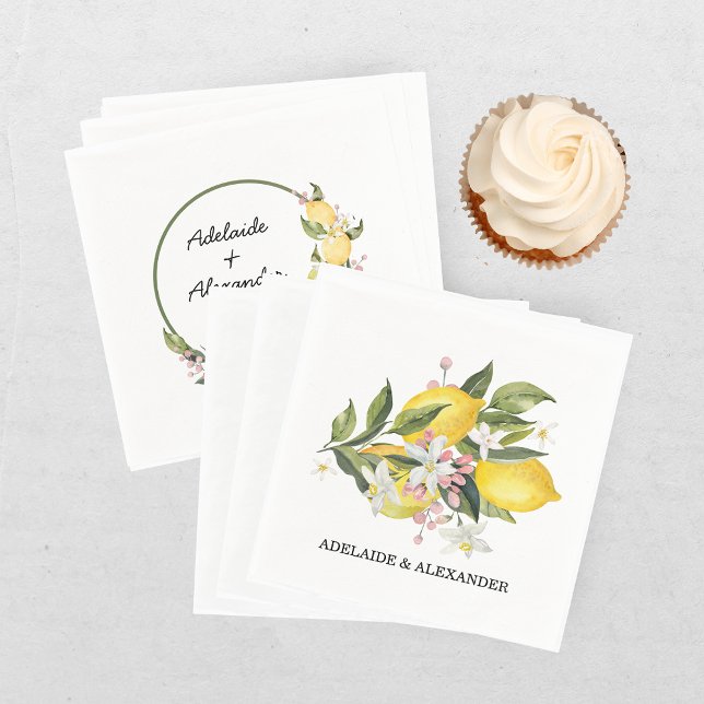 Mediterranean Lemon Citrus Wedding Collection Napkin (Creator Uploaded)
