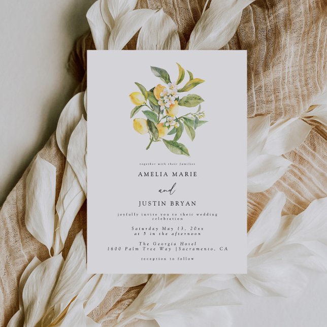 Mediterranean Lemon Citrus Wedding Invitation (Creator Uploaded)