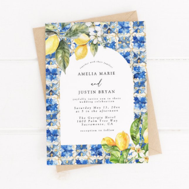Mediterranean Lemon Citrus Wedding Invitation (Creator Uploaded)