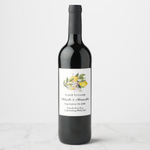 Mediterranean Lemon Citrus Wedding Wine Label