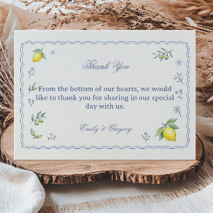 Mediterranean Lemon Floral Appreciation Design Thank You Card