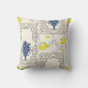 Mediterranean Lemon Floral Pattern  Cushion