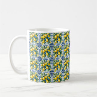 Mediterranean Lemon Garden  Blue Tile Mug