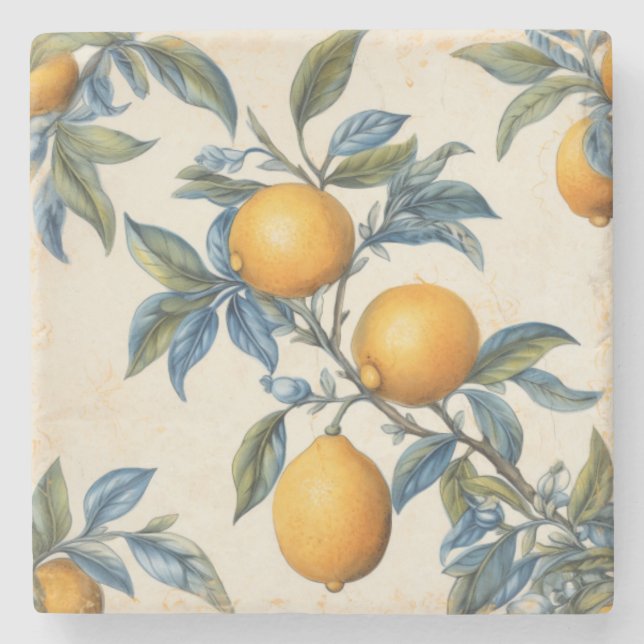Mediterranean Lemon Grove Stone Coaster (Front)