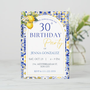 Mediterranean Lemon Italian 30th Any Age Birthday Invitation
