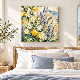 Mediterranean Lemon Lavender Botanical Elegance Canvas Print
