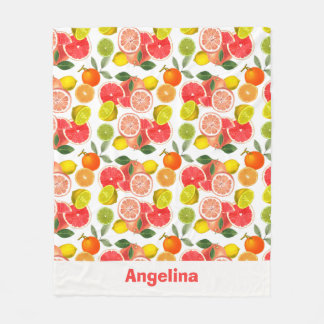 Mediterranean Lemon  Leaves name Fleece Blanket