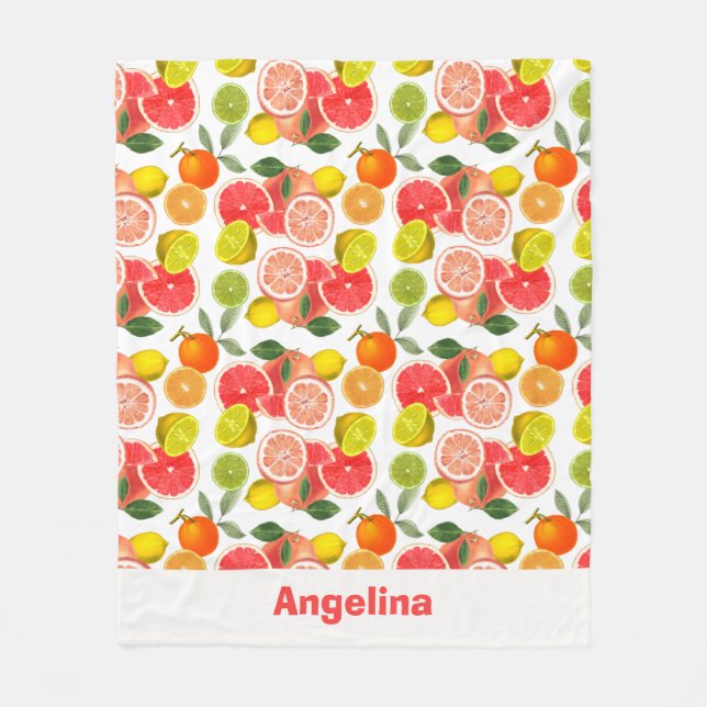 Mediterranean Lemon  Leaves name Fleece Blanket (Front)