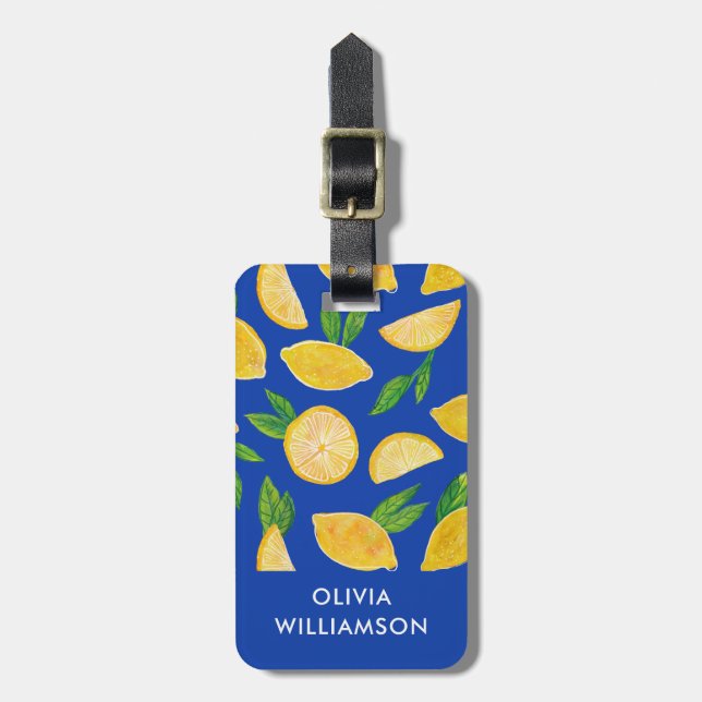 Mediterranean Lemon pattern Luggage Tag (Front Vertical)