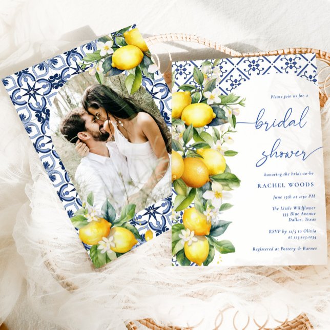 Mediterranean Lemon Photo Bridal Shower Invitation (Creator Uploaded)
