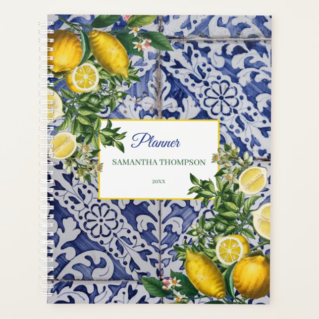 Mediterranean Lemon Summer Portuguese Appointment  Planner (Front)