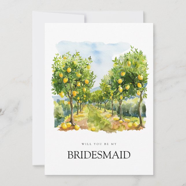 Mediterranean Lemon Tile Bridesmaid Proposal Card (Front)