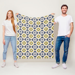 Mediterranean Lemon Tile Italian Talavera Fleece Blanket