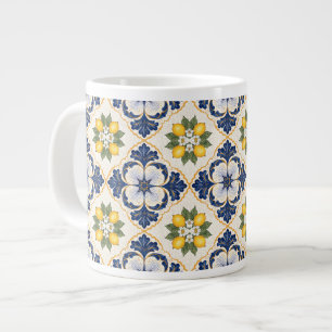 Mediterranean Lemon Tile Italian Talavera Large Coffee Mug