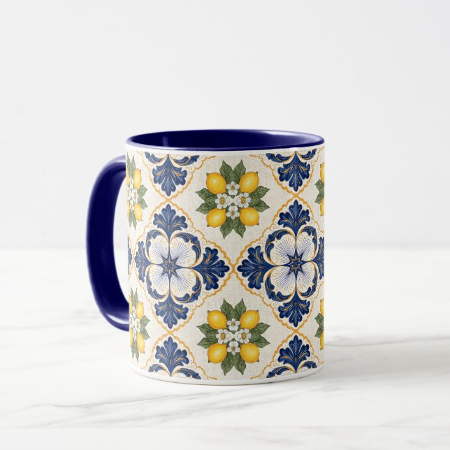 Mediterranean Lemon Tile Italian Talavera Mug (Front Left)