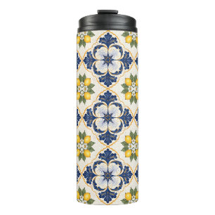 Mediterranean Lemon Tile Italian Talavera Thermal Tumbler