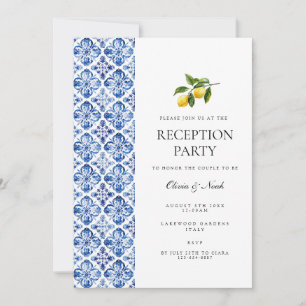 Mediterranean Lemon Tile Reception Invitation Card