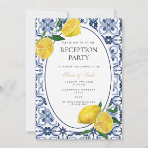 Mediterranean Lemon Tile Reception Invitation Card