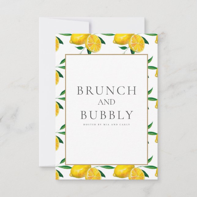 Mediterranean Lemon Tiles Bridal Shower Card (Front)