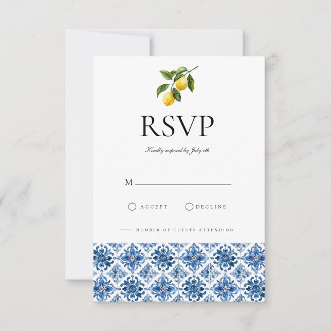 Mediterranean Lemon Tiles RSVP Card (Front)