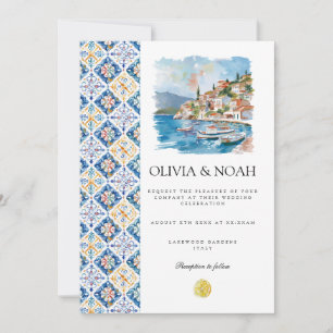 Mediterranean Lemon Tiles Wedding Invitation