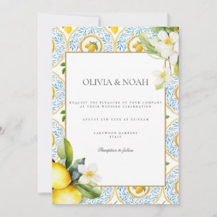 Mediterranean Lemon Tiles Wedding Invitation