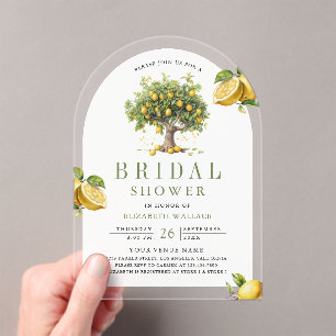 Mediterranean Lemon Tree Arch Bridal Shower Acrylic Invitations