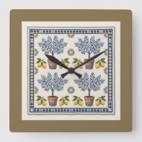 Mediterranean Lemon Tree Square Wall Clock