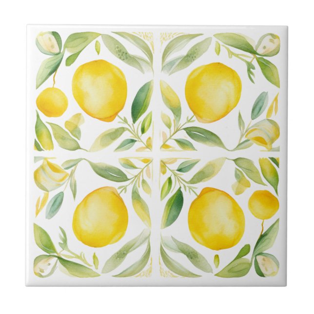 Mediterranean Lemon Tuscany Design Tile (Front)