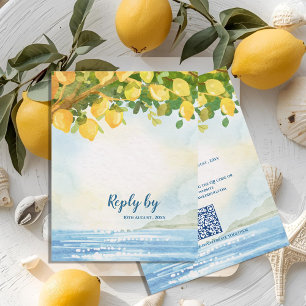 Mediterranean Lemon Watercolor Wedding Reply By RSVP Card