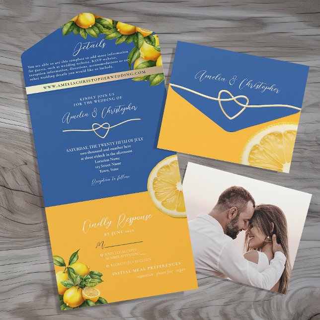 Mediterranean Lemon Wedding All In One Invitation (Creator Uploaded)