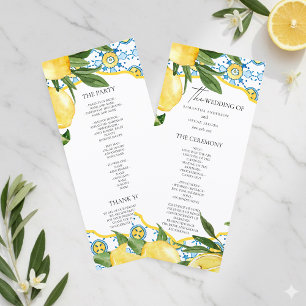 Mediterranean Lemon Wedding Ceremony Program Menu