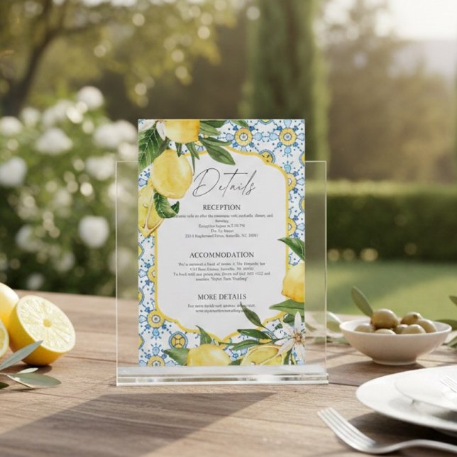 Mediterranean Lemon Wedding Details Card  (Creator Uploaded)