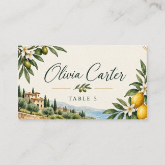 Mediterranean Lemon Wedding Place Cards | Italian