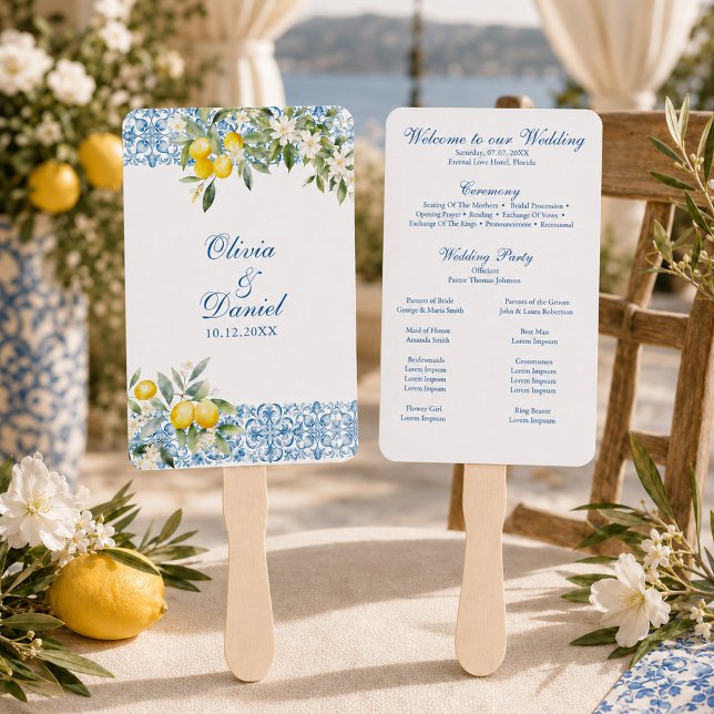 Mediterranean Lemon Wedding Program Fan (Mediterranean Lemon Wedding Program Fan)