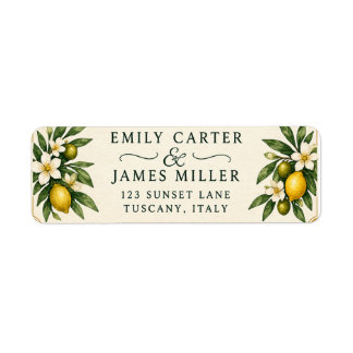 Mediterranean Lemon Wedding Return Address Labels