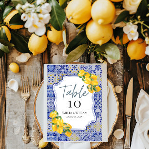 Mediterranean Lemon Wedding Table Number