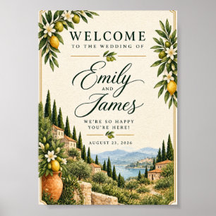 Mediterranean Lemon Wedding Welcome Sign   Italian
