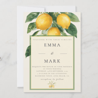 Mediterranean Lemon with QR Code | Ivory Invitation