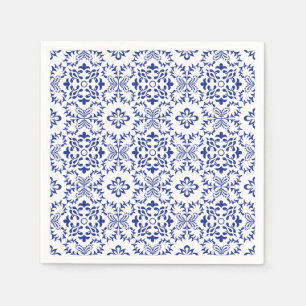 Mediterranean Lemons Blue Mosaic Tile Wedding Napkin