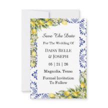 Mediterranean Lemons Blue Mosaic Tile Wedding