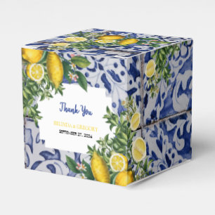 Mediterranean Lemons Portuguese Tiles Wedding Favour Box