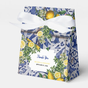 Mediterranean Lemons Portuguese Tiles Wedding  Favour Box