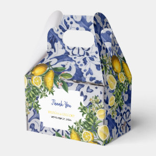 Mediterranean Lemons Portuguese Tiles Wedding  Favour Box