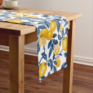 Mediterranean Lemons Seamless Pattern Medium Table Runner